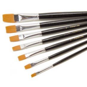 st med 7 stk Nylon pensler, flad, kort skaft