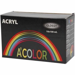 A-color akrylmaling - sortiment, 10x100 ml
